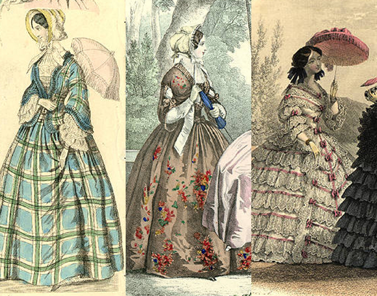 Victorian fashion plates, 1850's, from the University of Washington digital collection.