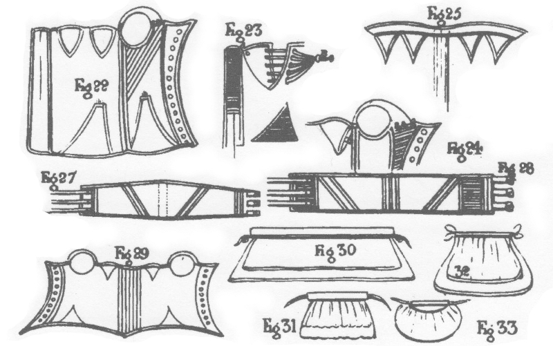 Part of plate 11, showing stays and bustles, from The Workwoman's Guide, 1840.