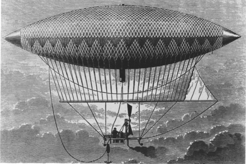 The Giffard Dirigible, flying from Paris to Trappes, 1852, Kate Tattersall Adventures.