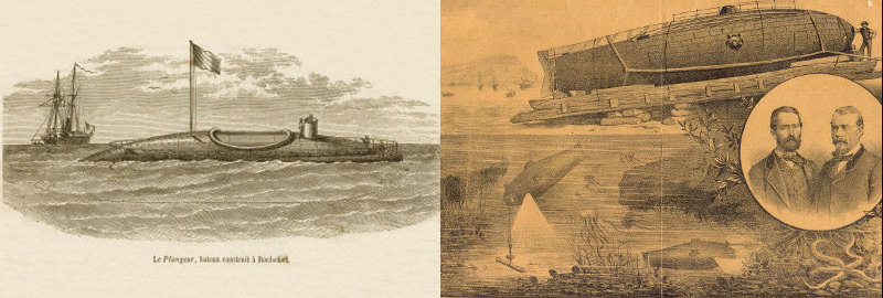 Le Plongeur 1863, and Ictineo II 1864.