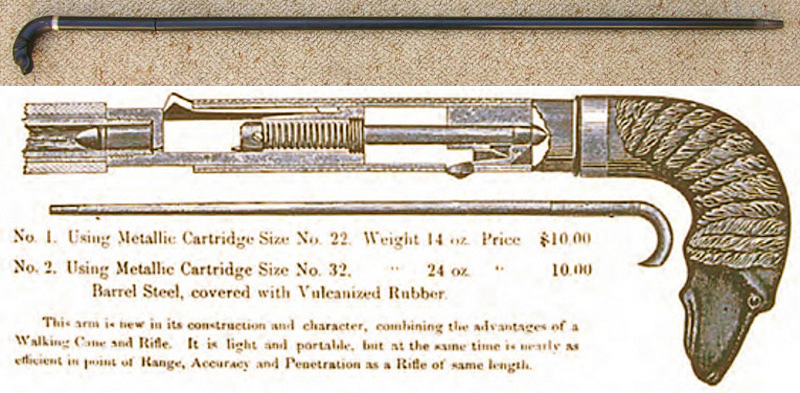 Remington Rifle Cane, patented 1858.