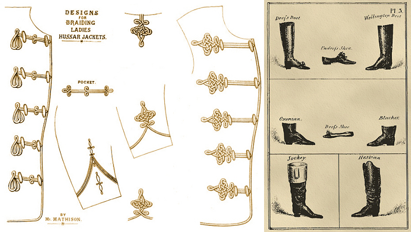 Hussar dolman braids 1885, Regency boots