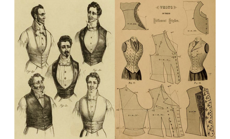 waistcoats 1834, vest pattern 1890