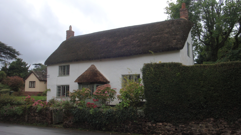 Dairy Cottage, Crowcombe. The cottages referred to in this story are no longer there, torn down decades ago, but there are still many fine examples of thatched roofs throughout Crowcombe.
