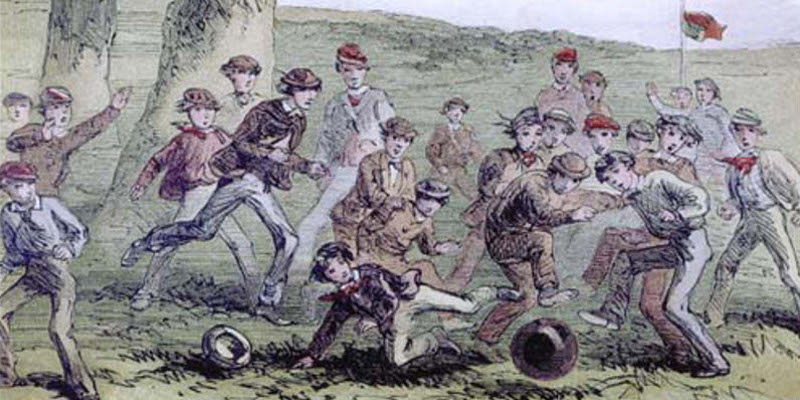 Mid-Victorian depiction of a football match.