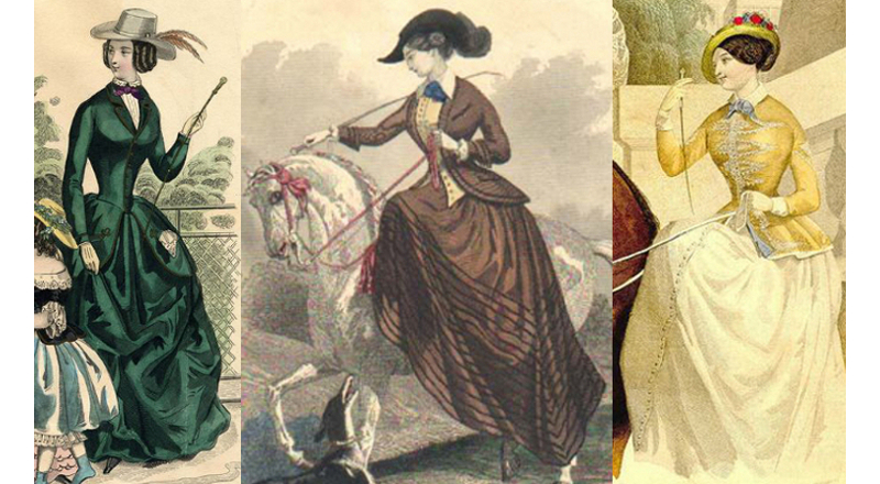 Kate's riding habit would have been styled something like these examples from the late 1840s.