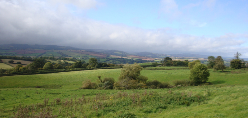 The view from Kate's window would have been similar to this photo, taken from low on the Quantock Hills, looking west to Exmoor. 