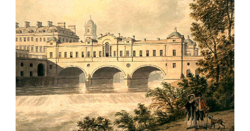 Pulteney Bridge, Bath, built 1789, depicted in the early 1800s.